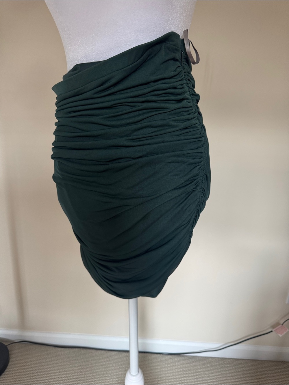 Heritage Forest Green Ruched Pencil Skirt